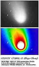 Ikeya-Zhang
Technik - Technique: CCD
Homepage: astro.sci.muni.cz/lehky/c2002c1.html
URL: astro.sci.muni.cz/lehky/c2002c1_20020330_1.jpg
Datum - Date: 20020330
Autor - Author: Martin Lehky
Ort - Place: Hradec Kralove</a
Instrument: 0.25 m reflector
Kamera - Camera: SBIG ST-5C + Filter R
Dauer - Duration: 10 x 20 sec
Compilation by Jost Jahn