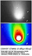 Ikeya-Zhang
Technik - Technique: CCD
Homepage: astro.sci.muni.cz/lehky/c2002c1.html
URL: astro.sci.muni.cz/lehky/c2002c1_20020403_1.jpg
Datum - Date: 20020403
Autor - Author: Martin Lehky
Ort - Place: Hradec Kralove</a
Instrument: 0.25 m reflector
Kamera - Camera: SBIG ST-5C + Filter R
Dauer - Duration: 10 x 20 sec
Compilation by Jost Jahn